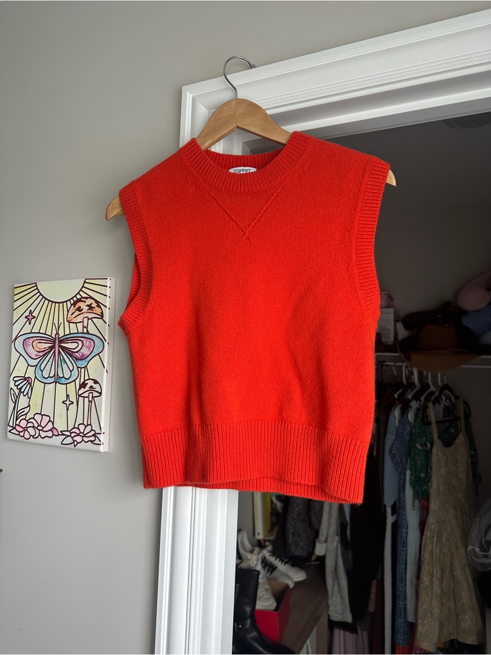 Esprit Bright Red Sleeveless V-Neck Sweater Vest